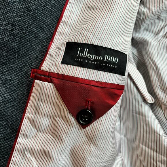 Brooks Brothers Suit Jacket Mens 42L Blue Gray Red Fleece Tollegno 1900 Wool - Picture 5 of 10